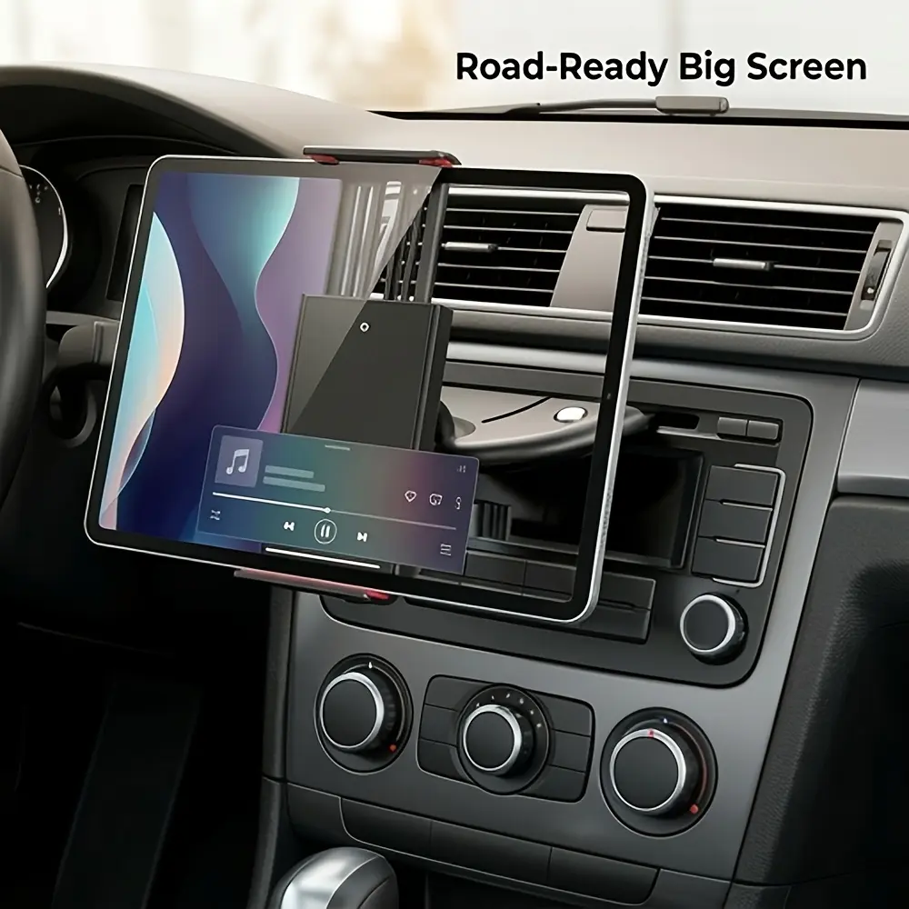 Adjustable Car CD Slot Phone Holder, Universal Hands-Free Smartphone and Mini Tablet Mount, Non-Slip Grip, Stable View, Doesn't Block Air Vents