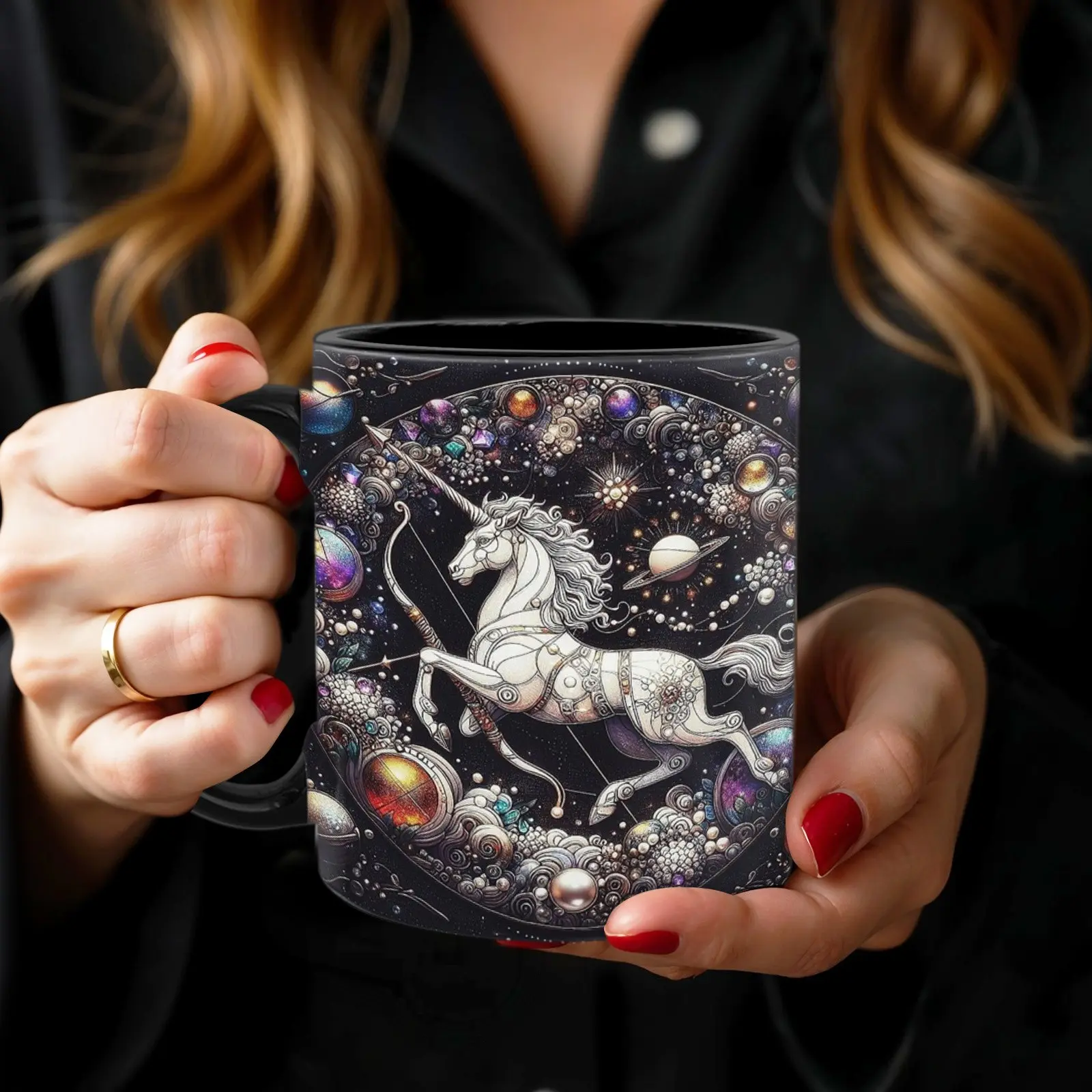 Cosmic Unicorn Mug - 11oz Ceramic Cup with Celestial Unicorn, Stars & Print - Magical Drinkware Suitable for Home, Office, Gift for &, Unicorn Lovers, or Housewarming Present (Cute Unicorn Cup)