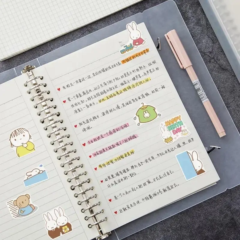 50PCS Kawaii Miffy Stickers Cute Cartoon Rabbit Girl Pocket Decoration Stickers Phone Case Ipad Notebook Waterproof Stickers Toy