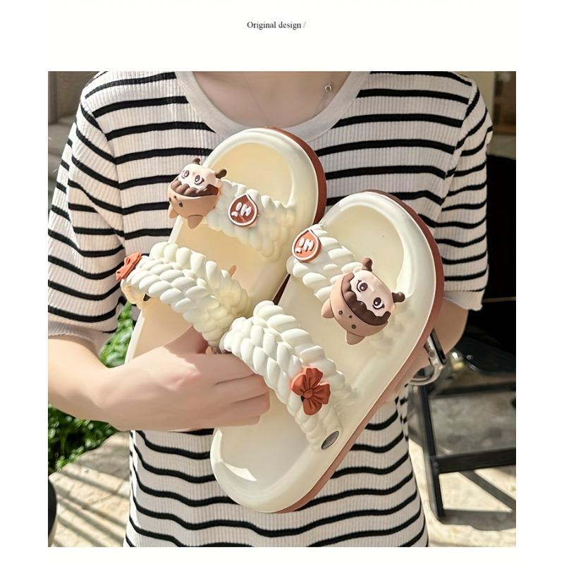 (New)Women's Slide Sandals With Cute Cartoon Design, Soft Sole Summer Open Toe Shoes, Indoor & Outdoor EVA Slides