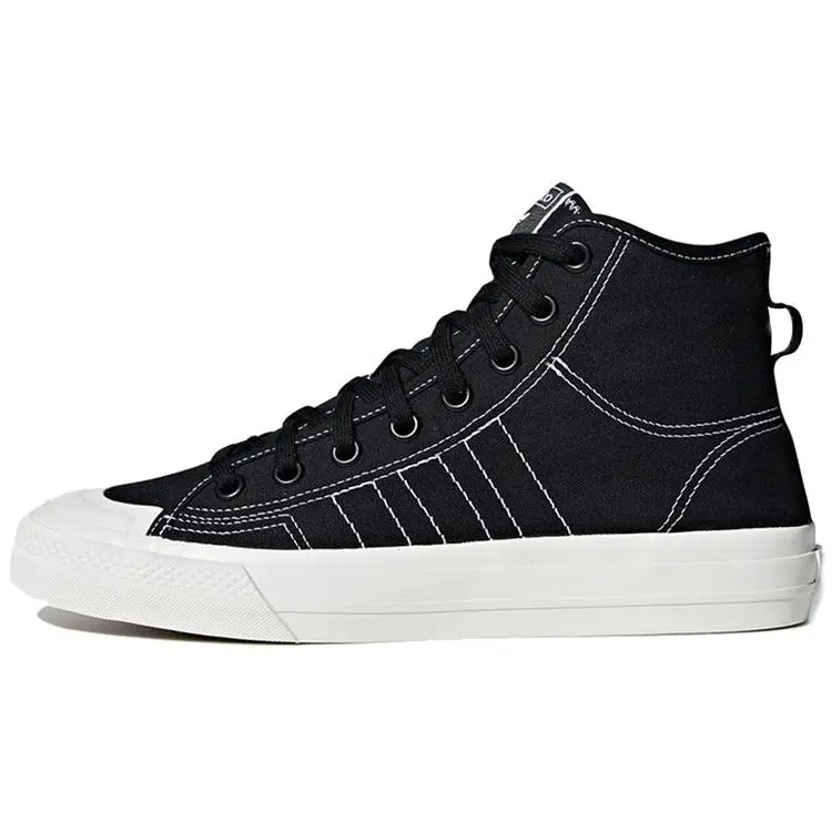 Adidas Originals Nizza Hi RF Canvas High-Top Comfort Sneakers Unisex Black Verifiable, with credentials and supporting global authentication