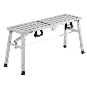 VEVOR Work Platform, 3 Gear Adjustable Height, Folding Alloy Steel Step Ladder, Portable Scaffolding Platform, 400 lb Load Capacity, Non-Slip Rubber Feet, Drywall Painting Stool, for Cleaning Washing