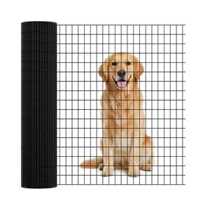 PVC Coated Welded Wire Fence, 16GA, Black Vinyl Coated Metal Wire Mesh Fencing Roll for Garden Border, Yard Vegetable Plant Protection and Poultry Netting