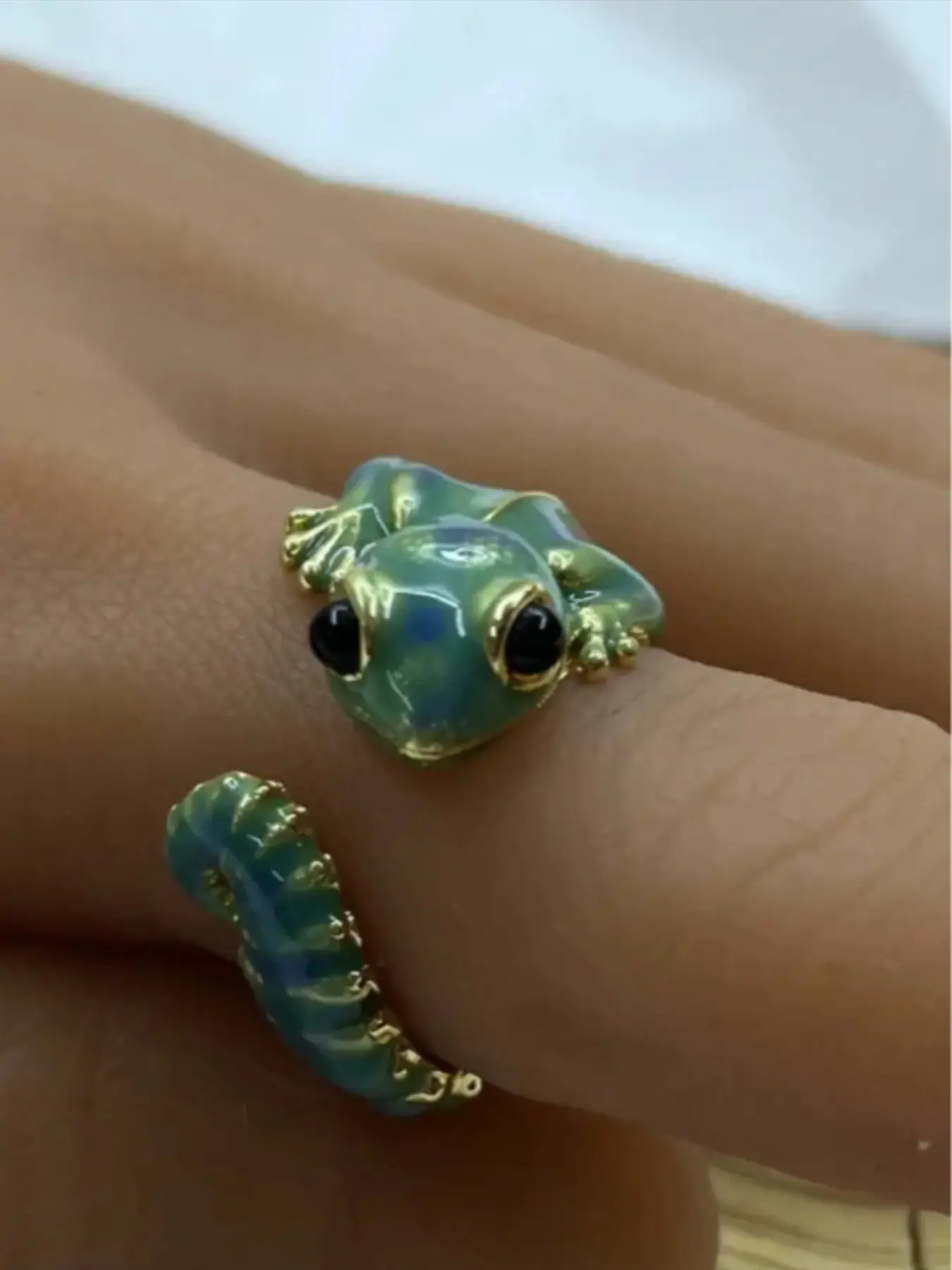 1 Pc Vintage Aesthetic 3D Lizard/gecko Adjustable Fit Open Ring, Cute Animal Theme Punk Style, Daily Wear, Party, Halloween, Christmas Gifts, Statement Rings