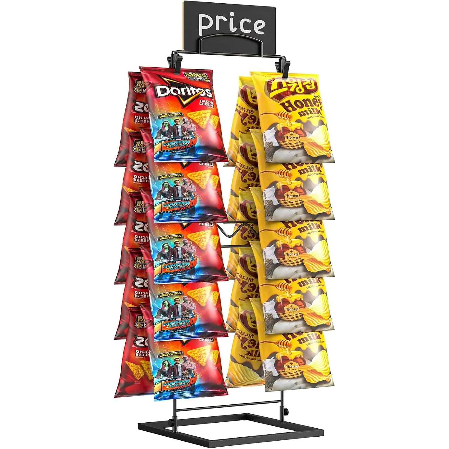 Durable 2-Row 32-Clips Synthetic Countertop Chip Rack Display Stand - 1 Unit Snack Hanger with Easy Installation, Ideal for Party, Concession Use