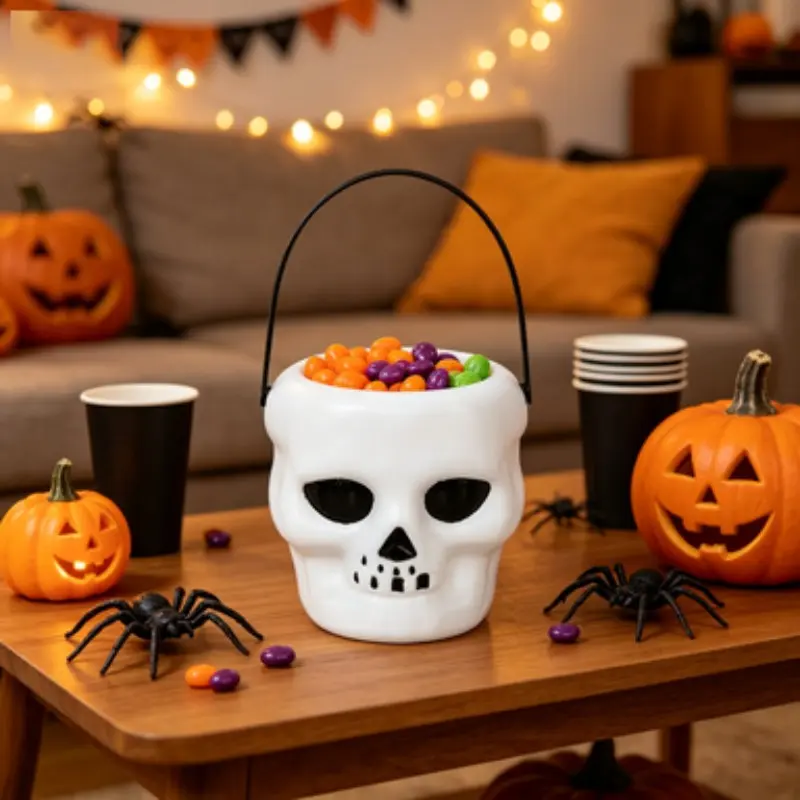 Halloween Kids Handheld Mini Trick-Or-Treat Bucket, Skull Ghost Pumpkin Bucket, Witch Bucket, Fun Halloween Accessories