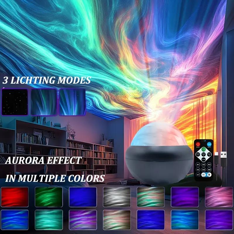 USB Powered LED Aurora & Galaxy Projector Light, Multicolor Remote Control LED Projector Light, Novelty Lighting for Bedroom, Camping, Wedding, Starry Sky, Ceiling Light,  LED Effects, Adjustable Atmosphere Light