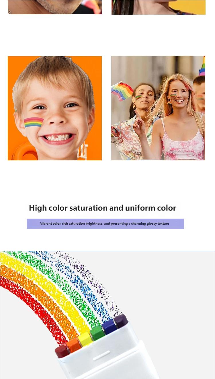 6-Color Rainbow Face Paint Crayon Set, Vibrant Halloween Face Art Makeup, UV Body Paint for Parties, Festivals, Cosplay, Kids and Adults Face Painting Supplies
