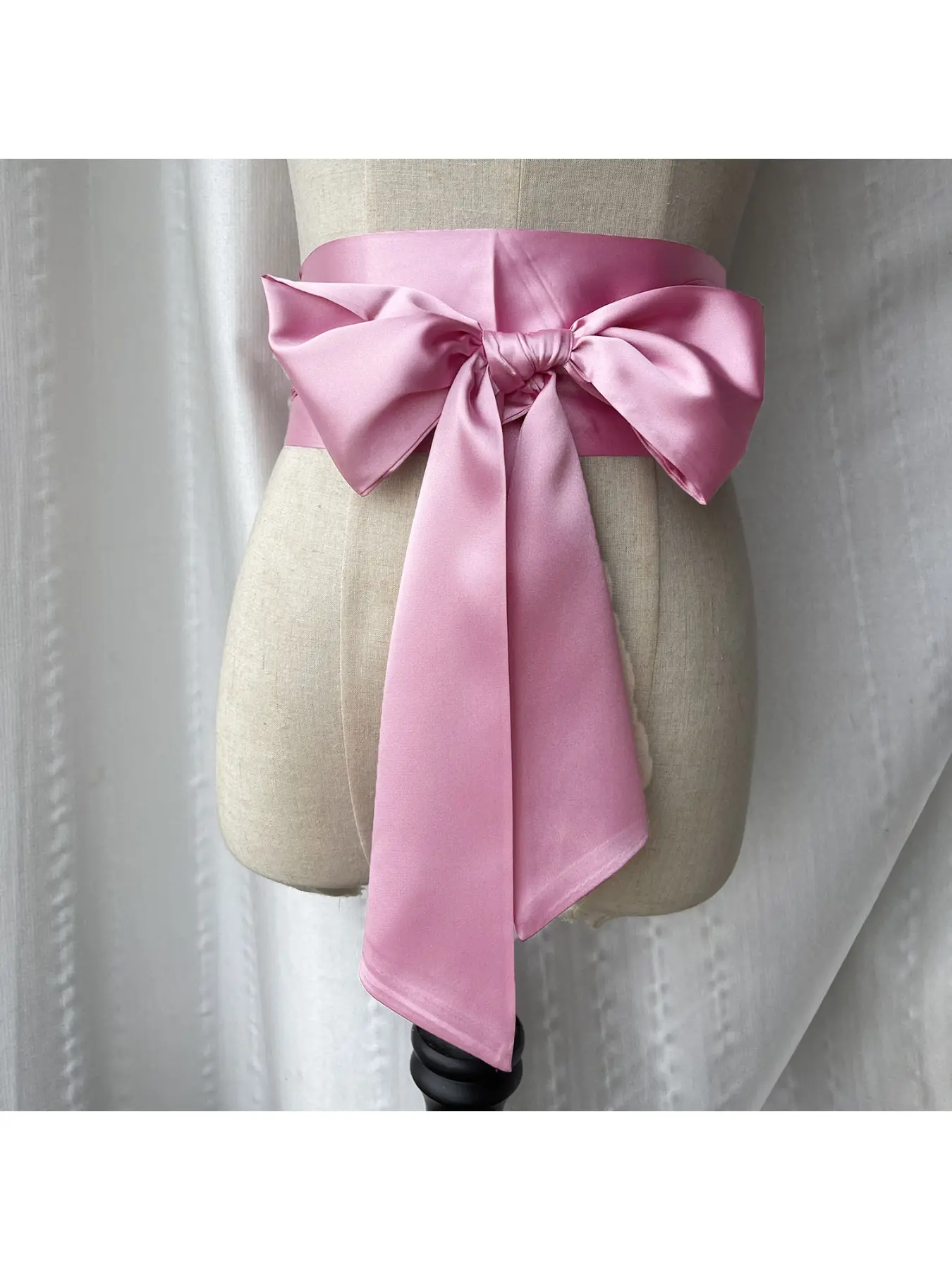 Bow-tie waist belt, waist cincher, wide belt, extra wide and long, faux silk satin, for dresses and wedding gowns
