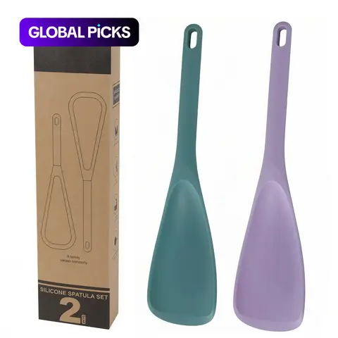 2 Pack Silicone Cooking Spoons for Non-Stick Cookware, Silicone Cooking Utensils, Multifunction Spatula Spoon BPA-Free, One-Piece Design, Suitable for Scooping, Scraping, Serving and Mixing #GLOBAL PICKS