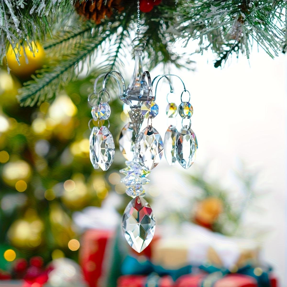 [Rainbow Crystal Ornament] Prism Rainbow Crystal Bead Chandelier Branch Mirror Hanging Ornament | Sun Catcher of Earth and Light Suitable for Home, Garden, Car Decor, Anniversary Gift, Party Gift, Christmas Present, Perfect Gift for Any Occasions