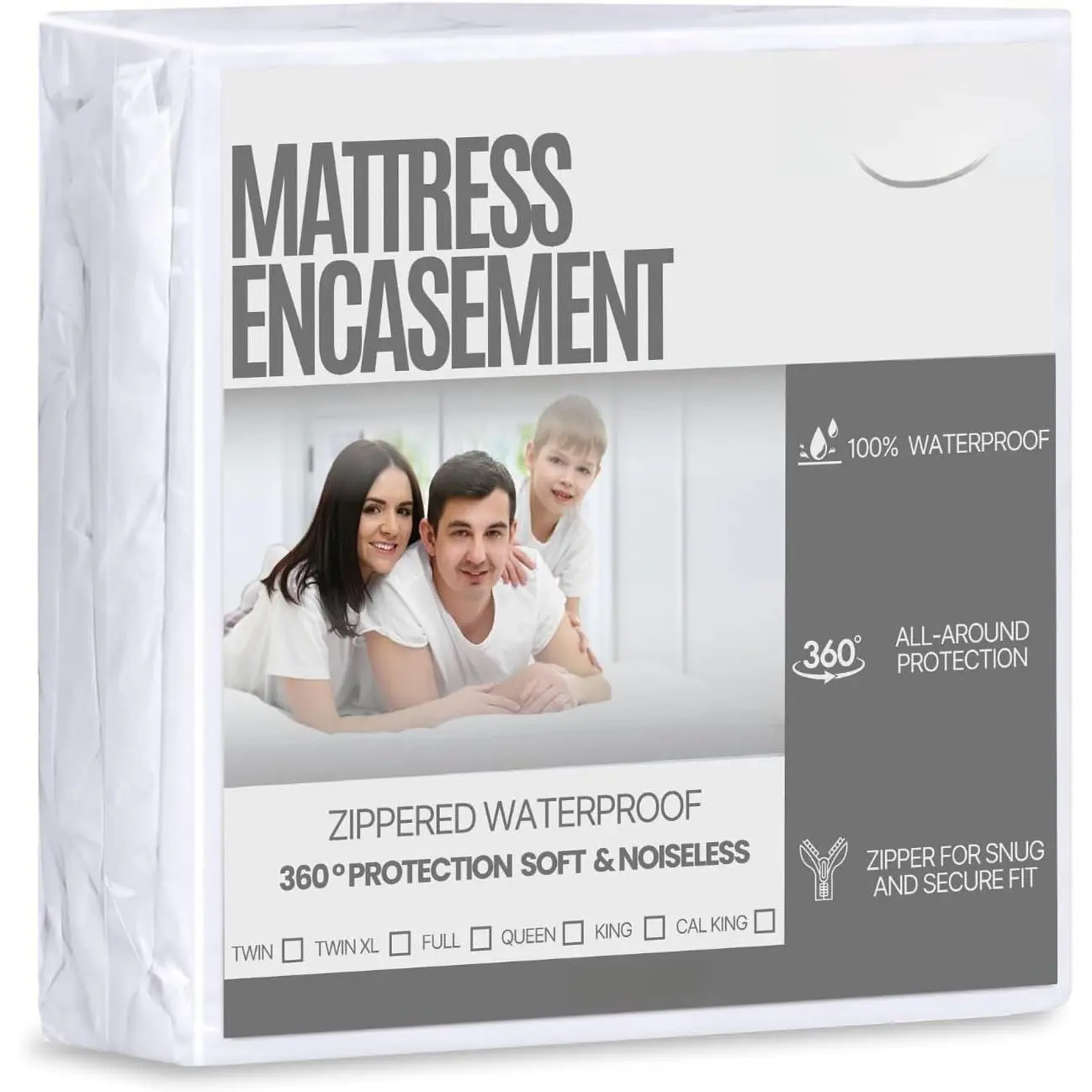 Mattress Protector Encasement with Zipper -  Mattress Protector  Size - Soft, Breathable & Noiseless Zippered Mattress Cover - Fits Up to 15"