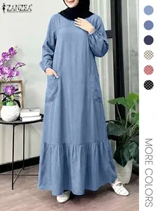 Women's Casual Modest Style Ruched Dress, Round Neck Long Sleeve Woven Fabric, Loose-Fitting All Seasons Clothing, Perfect for Daily