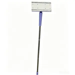 2 PCS Flat Mop Metal Handle Plastic Head 90cm/70cm Purple White 16x8cm