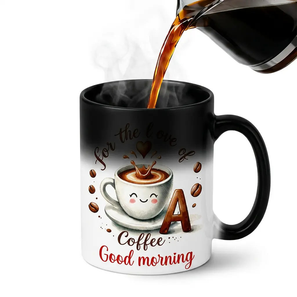 Magic Color Changing Letter Mug 11oz Ceramic, Heat Reveal Coffee Cup for Gifting