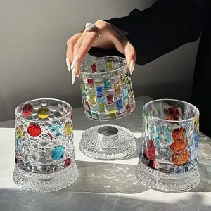 Luxury Painted Whiskey Glass, Rotatable Tumbler, Unspillable Spinning Rock Cup, Premium Cocktail Bourbon Beer Glasses, Home Bar Decor Gift, Drinkware