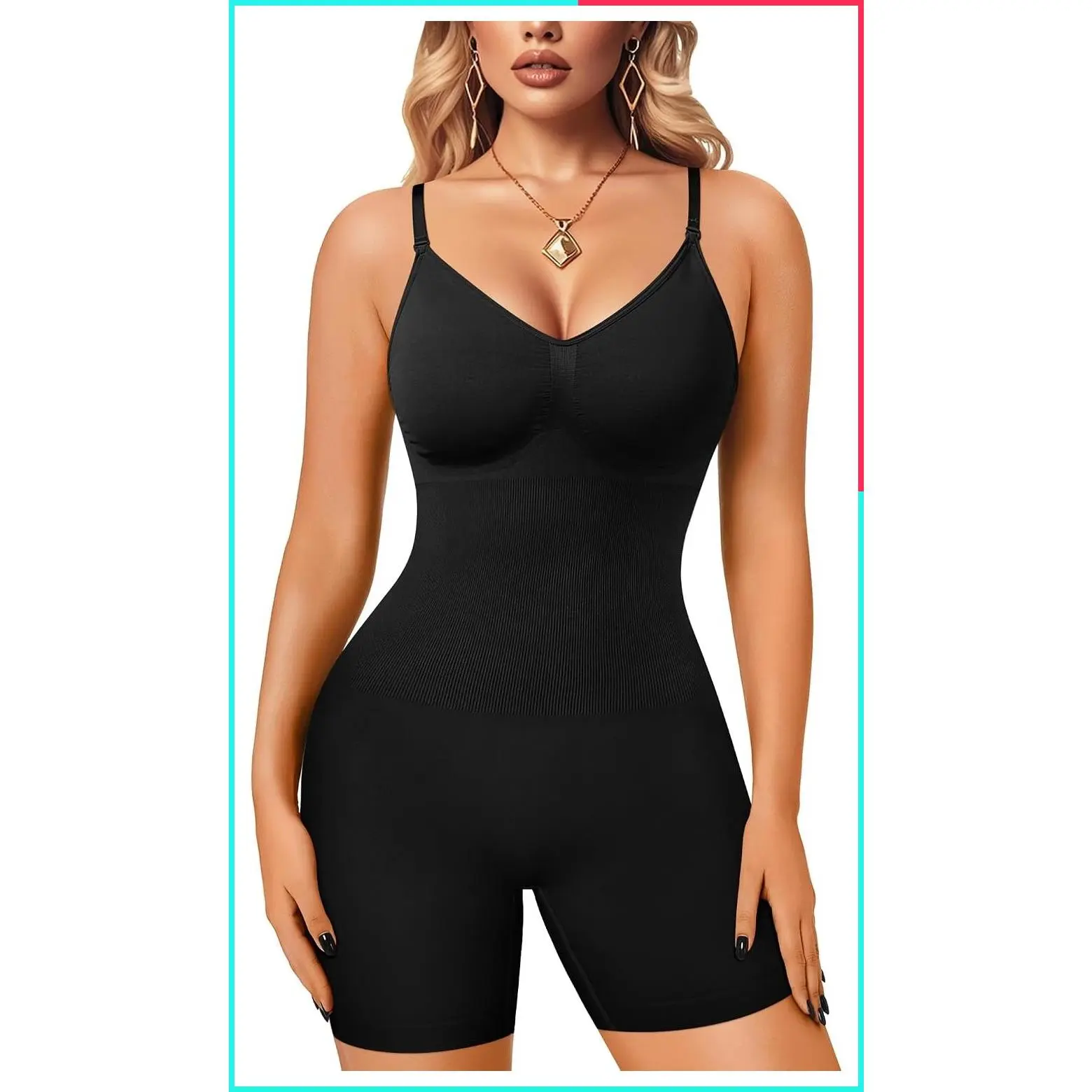 Women's Slimming Bodysuit Shapewear Tummy Control Body Shaper - Wire-Free Camisole with Adjustable Spaghetti Straps, Crotch Access, No Boning, Ideal Under Dresses