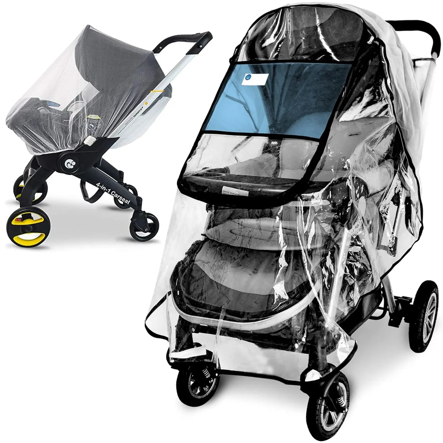 Stroller Rain Cover and Baby Stroller Mosquito Net(2-Piece Set),Universal Stroller Accessory,Waterproof, Windproof Protection,Protect from Dust Snow,Baby Travel Weather Shield New model