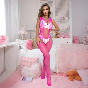 Open Crotch Hollow Fishnet Full Bodystocking Valentine Lingerie