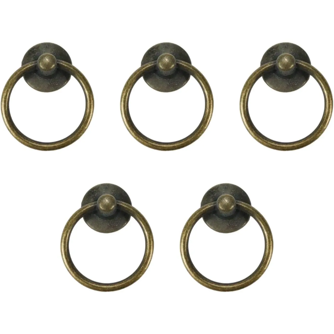 5 count 1.7" Metal Drop Ring Pull Knobs for Cabinet ( Bronze) | Zinc Alloy, with Screws, for Dresser, Drawer, Cupboard, Antique Upholstery, Kitchen, Bathroom, Bedroom, Living Room, Office