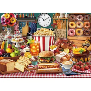 Food Feast Jigsaw Puzzles, Puzzles for Adults 1000 Pieces, Lumière's Banquet Impossible Challenging Puzzles Game, Interlock Perfectly No Dust, Gifts for Easter Father's Mothers Day