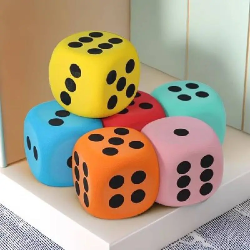 Bright Multicolor Foam Dice Set of 6, Soft Six-Sided Number Cubes, Rounded Edges, Lightweight Quiet, Ideal for Math Games, Parties, Gifts