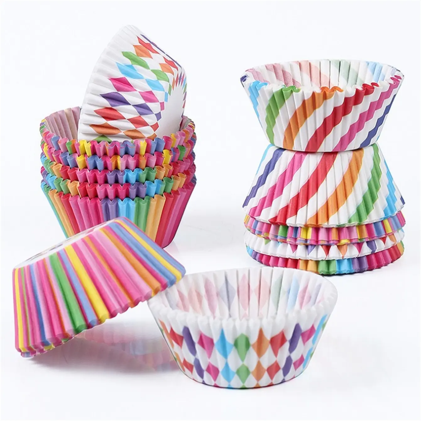 Rainbow Cupcake Liners, Oilproof Muffin Liners, Disposable Baking Cups, Packaging for Baking Cupcake & Muffin Cups, Ideal for Cakes & Candies, Perfect for Festivals, Weddings, Valentine's Day & Anniversaries