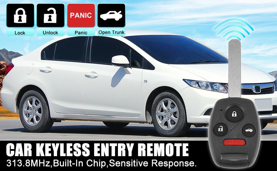 313.8MHz N5F-S0084A Replacement Smart Proimity Keyless Entry Remote Key Fob for Honda Civic for Acura MD 2006-2013 4 Buttons Uncut Car Ignition Key 46 Chip