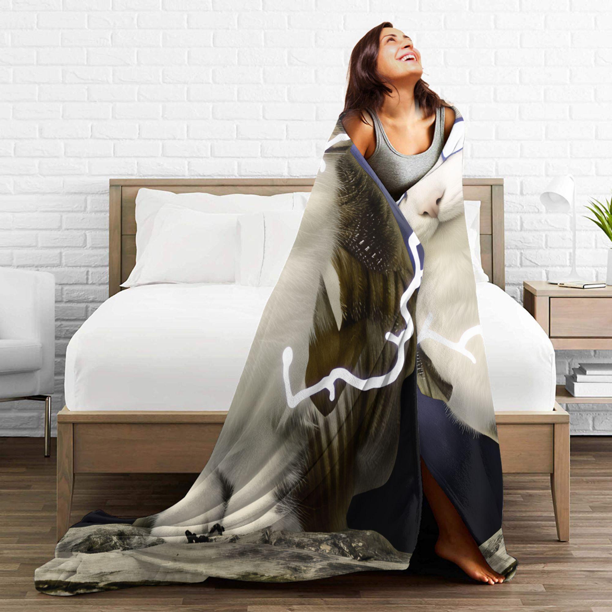 Meowl Cat Owl Electric Storm Flannel Blanket Pet Bedding Throw Comfortable Funny Couch Chair Travel Bedspread Bed Cover Soft Warm Flannel All Season Multi Size Weird Animal Gift Idea