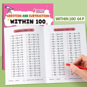 64-Page Handwritten Arithmetic Practice Book, Math Workbook for Children, Addition and Subtraction Up to 100, Learning Notebook