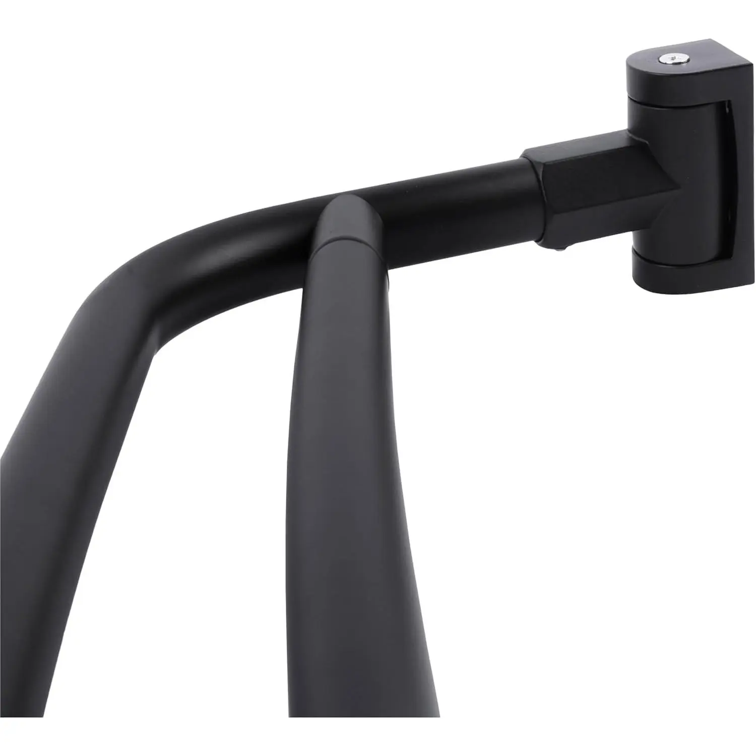 Black Double Curved Telescopic Fit Double Rod Bathtub Shower Rod - Rustproof Metal Aluminum Construction, Adjustable 44-70 in, Wall Mounted Zinc Brackets, Custom Fit Modern Bathware