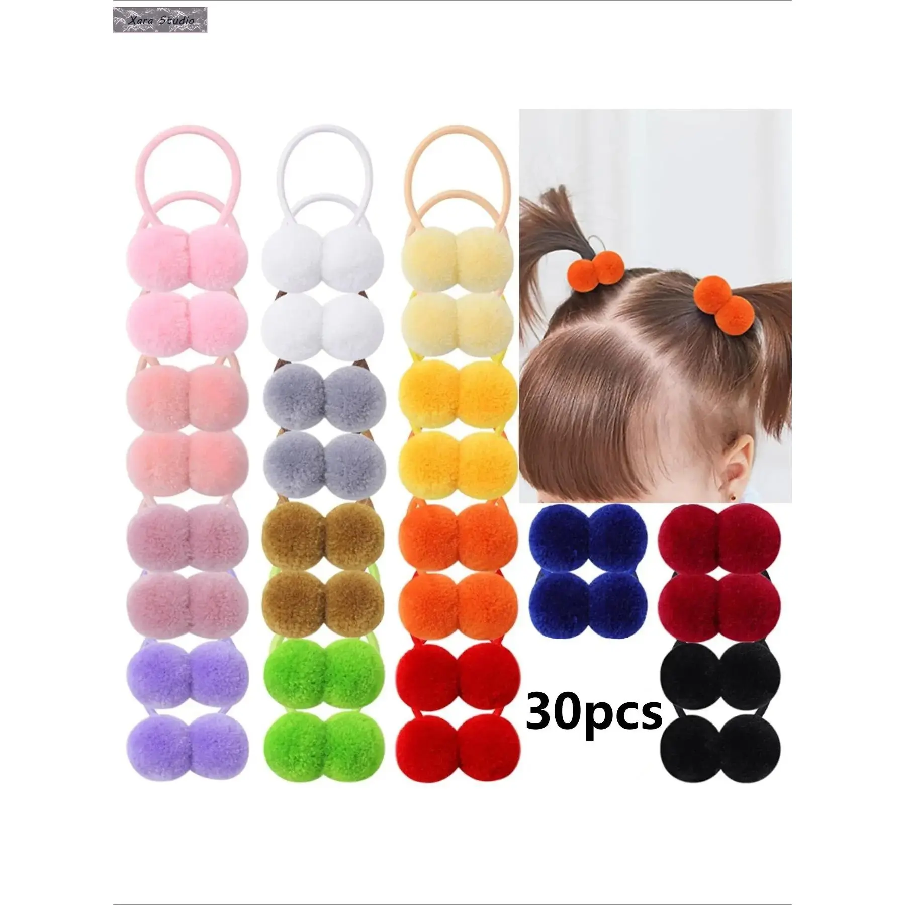 30pcs Cute Plush Non-Damaging Woven Fabric Hair Ties, Scrunchies Hair Bands, Ideal Daily Fashion Accessory & Holiday Gift for All Seasons, 30 Pcs