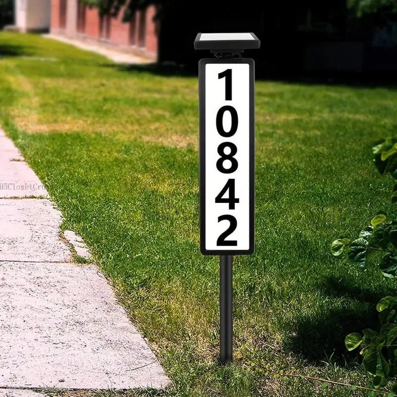 Solar Energy House Light with Rod, Solar Address LED Sign Lighted House Number Plate with 2 Light Modes, Outdoor Waterproof Address Number for House, Yard, Garden Decor, Acrylic Plaque Sign, Home Decor ProductsAUrbanNook2H5ClosetCrush
