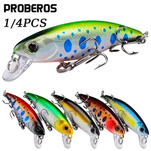 PROBEROS 1/4pcs 4.5g/0.16oz Artificial Sinking Minnow Lure, 5.7cm/2.24in 3D Eyes Bionic Hard Wobbler Bait, Fishing Tackle