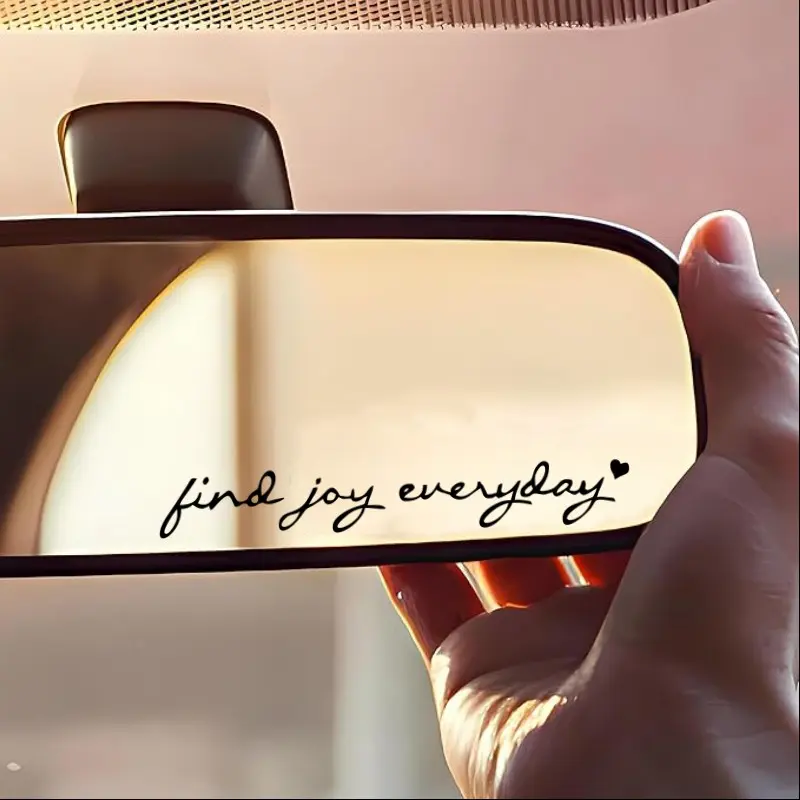 3Pcs Vinyl Sticker Decals Set, Find Joy Everyday Handwritten Heart Quote Sticker for Water Bottle, Laptop, Fridge, Car Rearview Mirror, Window