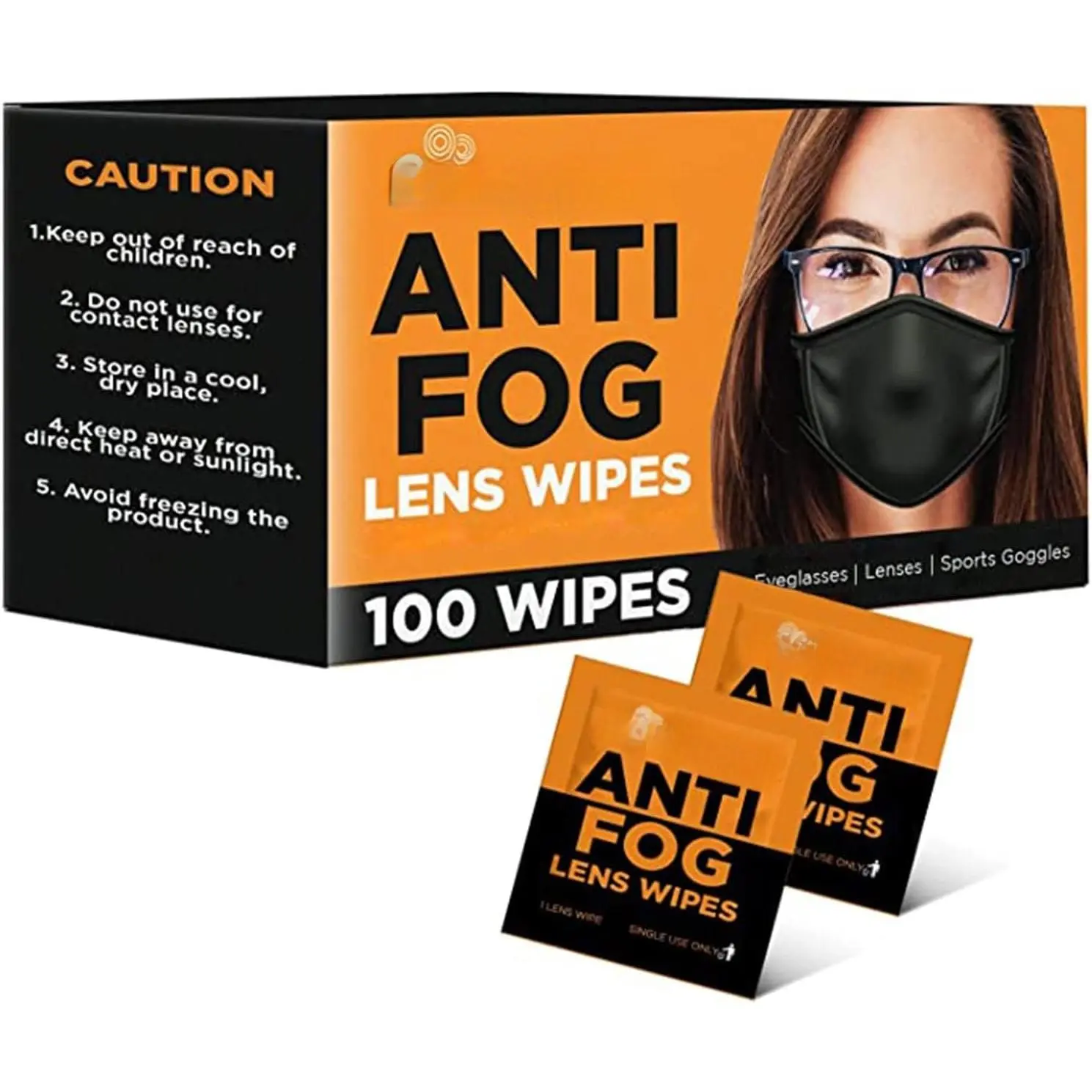 Anti-Fog Wipes for Glasses - 100 Individually Wrapped Lenses Wipes