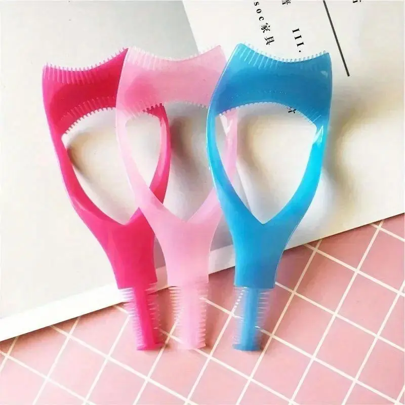 3pcs Plastic Portable Mascara Shield Applicator Eyelash Guide Aids Eye Lash Comb Eyelash Curler Curling Lashes Women Girls Eyes Makeup Tools