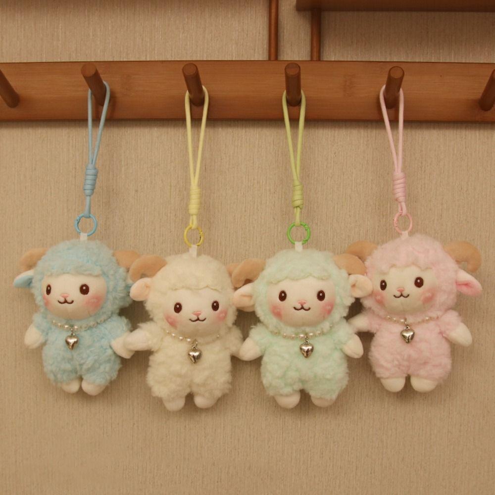 PP Cotton Little Sheep Plush Keychain Fluffy Soft Cartoon Animal Stuffed Doll Comfortable Portable Sheep Plush Keyring