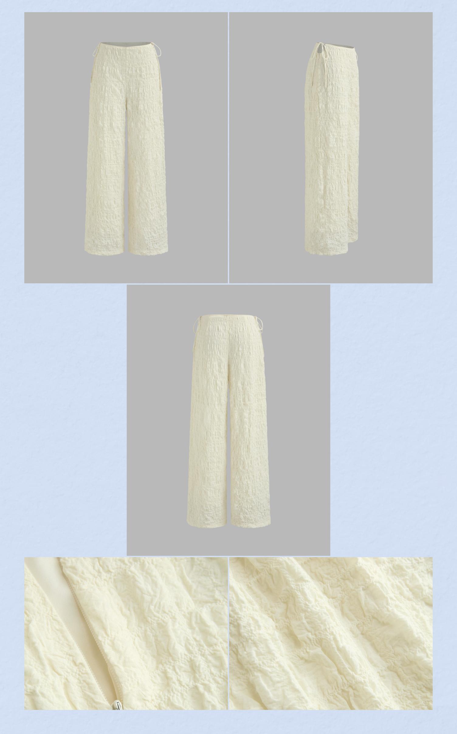 Cider [size 2-10] Low Rise Solid Texture Knotted Wide Leg Trousers