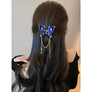 Elegant Style Metal Butterfly Tassel Decor Hair Claw, Casual Matching Hair Claw, Fashion Hair Styling Accessories Perfect for Women & Girls