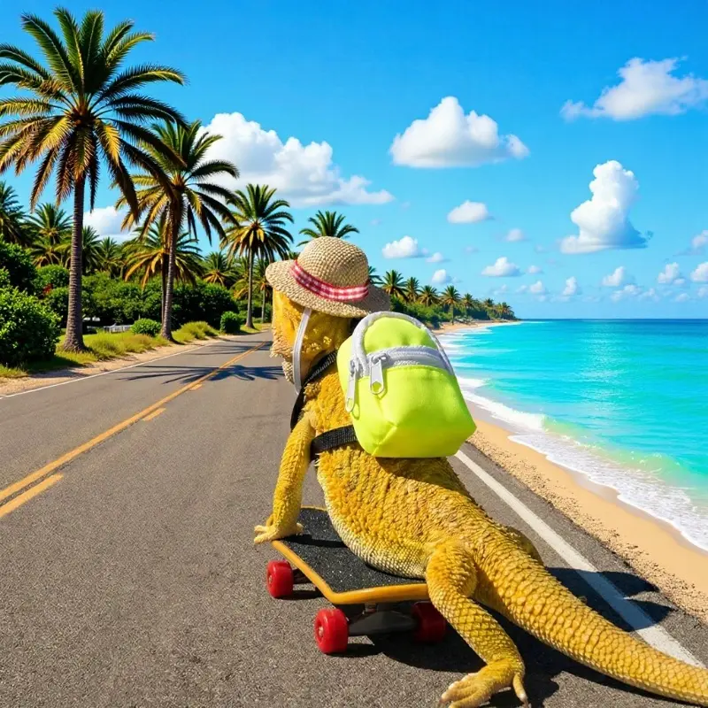 Reptile pet supplies: outdoor portable adjustable hat, small backpack, skateboard, lizard set for posing