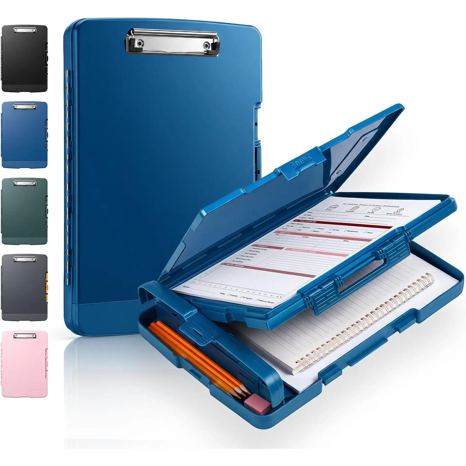 {"title":"Heavy Duty Clipboard with Storage, Nursing Clip Boards 8.5x11, Blue| Dual Compartment, Tougher, High Capacity, Pen Holder, Real Hinge, Coach School & Office Supplies"}