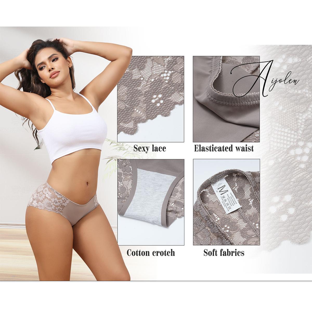 LEVAO Lace Bikini Panties Womens Cheeky Seamless Underwear Ladies No Show Hipster Underpants 6 Pack S-XXL