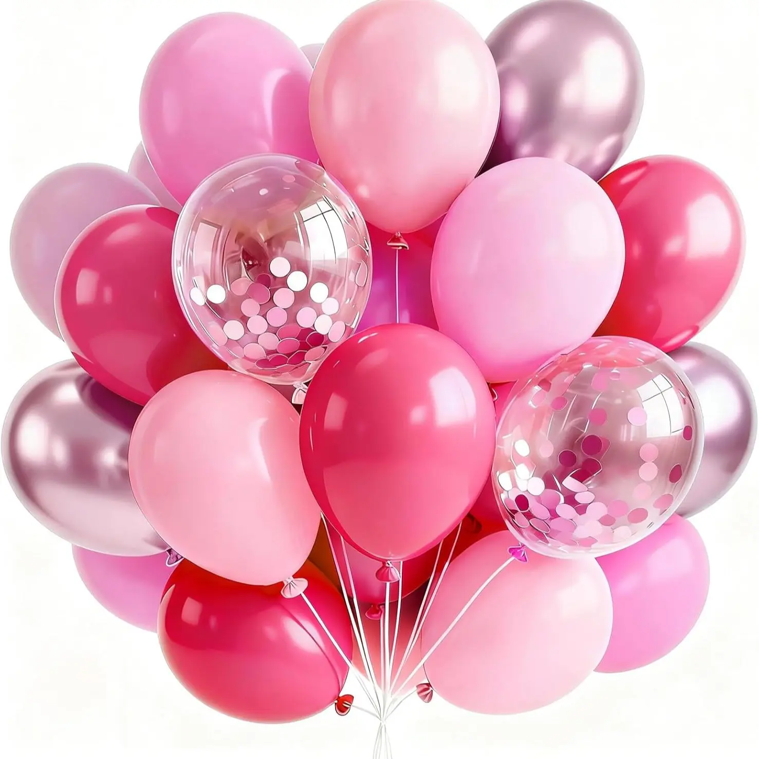 Pink Balloons 66pcs 12 Inch Pearl Metallic Mauve Magenta Fuchsia Hot Pink Confetti Latex Balloons for Gender Reveal Bridal Shower Baby Shower Princess Theme Birthday Party Magical Decorations