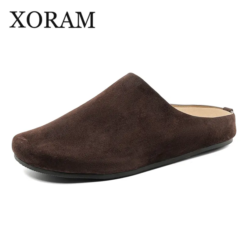 XORAM Men's Closed‑Toe Mules, Vintage Slip‑On Versatile Casual Backless Shoes for Daily Street Walking10057-H
