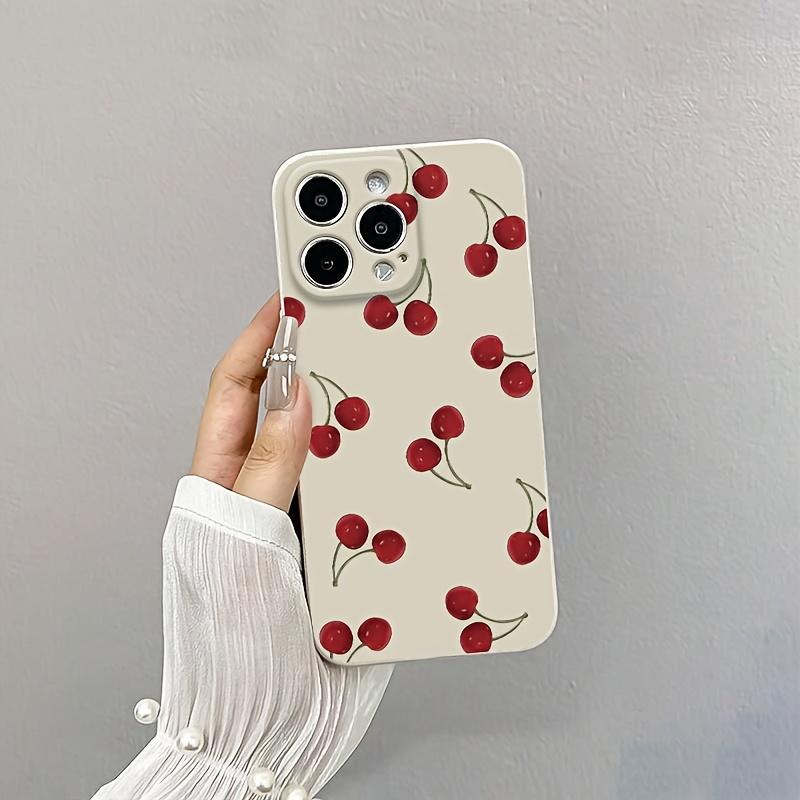 Cherry Pattern Phone Case, Decorative Phone Protector Cover, Phone Accessories Compatible with iPhone