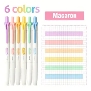 New eye protection press-type highlighter, oblique nib design, multi-color optional, bright colors, clear outline, ideal for students to mark key color classification (6 pcs per box)