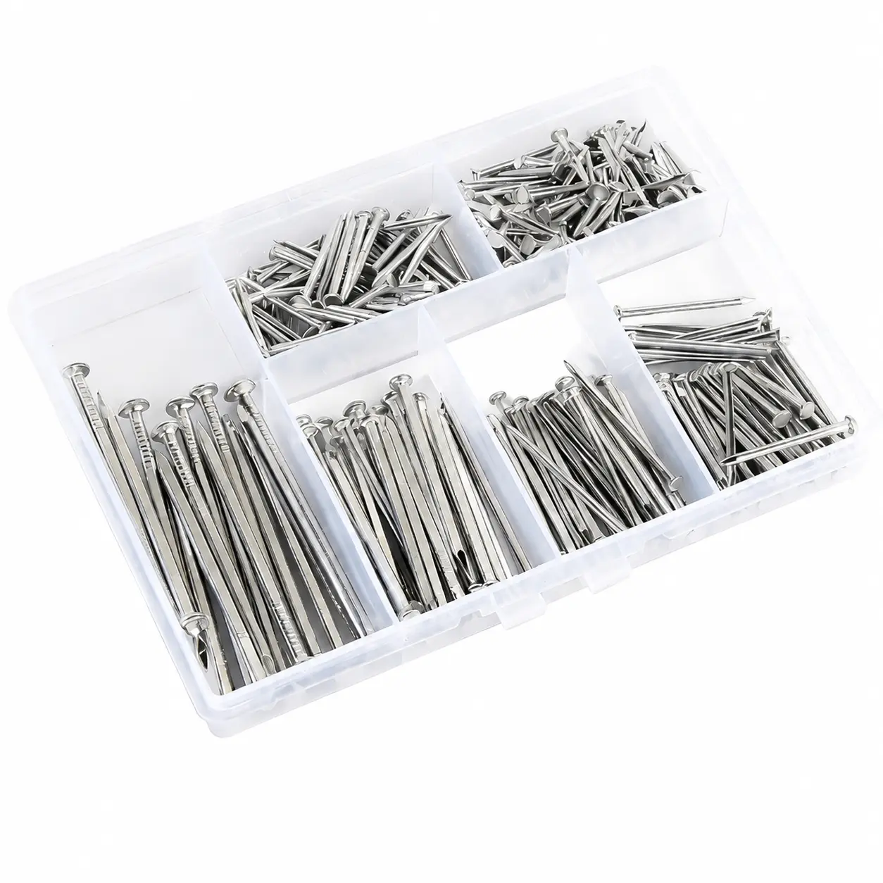 280-Piece General Purpose Nail Set Featuring Six Assorted Sizes for Woodworking, Drywall Installation, Metal Fastening, and Plastic Assembly – Durable Steel Construction with Smooth Finish for Reduced Splitting
