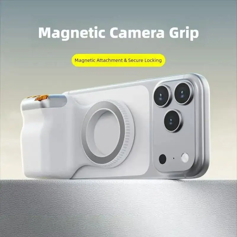 Professional Magnetic Phone Grip Handle, Ergonomic Design for iPhone and Android, Stable Cellphone Camera Accessory, Selfie Stand, Safe Smartphone Holder