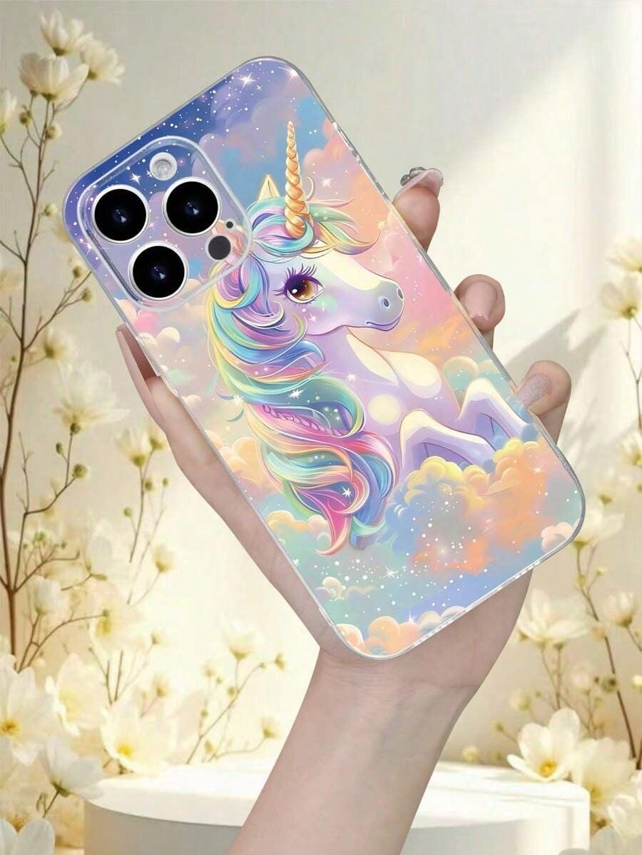 Creative And Beautiful Cloud Rainbow Unicorn Pattern Phone Case,Shockproof And Anti Drop TPU Soft Protective Case, Suitable For IPhone17/IPhone17 Air/IPhone17 Pro/IPhone17 Pro Max/16 Pro Max/15 Pro Max/14 Pro Max/13 Pro Max/12 Pro Max